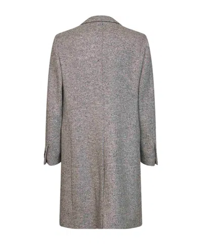 Lardini Herringbone-pattern Single-breasted Coat In Gray