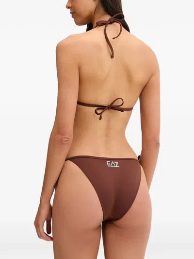 Ea7 Triangle Logo-print Bikini In Brown