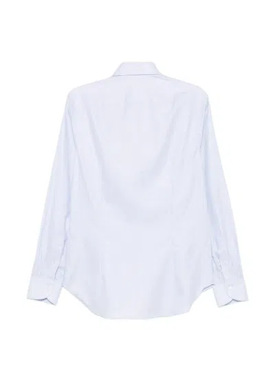 Canali Micro-check Long-sleeve Shirt In Blue
