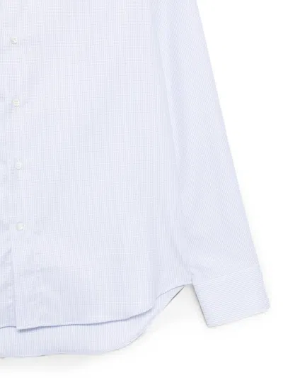 Canali Micro-check Long-sleeve Shirt In Blue