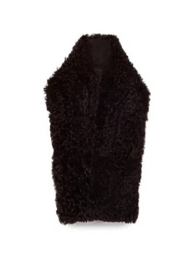 Plan C Shearling-effect Scarf In Brown