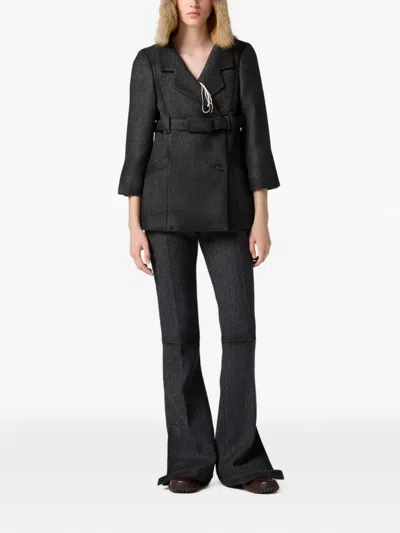 Miu Miu Double-breasted Double Wool Jacket In 灰色