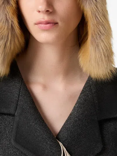 Miu Miu Double-breasted Double Wool Jacket In 灰色