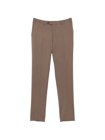 Canali Walnut Stretch Wool Regular-fit Pants In Brown