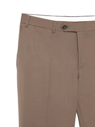 Canali Walnut Stretch Wool Regular-fit Pants In Brown