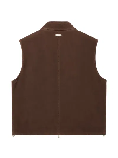 Tombolini Suede Band-collar Vest In Brown