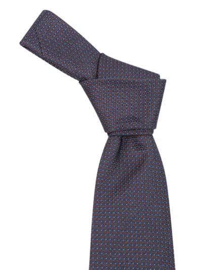 Lardini Geometric-pattern Silk Tie In Blue