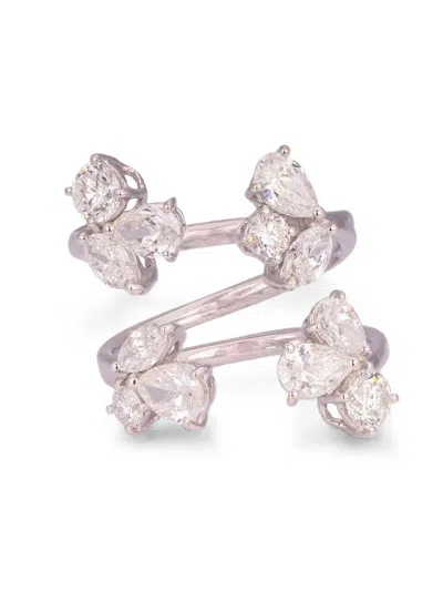 Zydo Diamond Cluster Open Ring In Silver