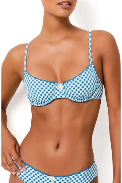 Solid & Striped The Daphne Bikini Top In Cosmic Blue Gingham In Blue