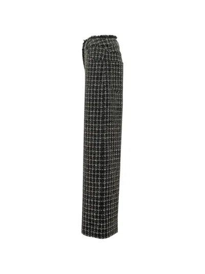 Msgm Tweed Frayed-edge Trousers In Multi