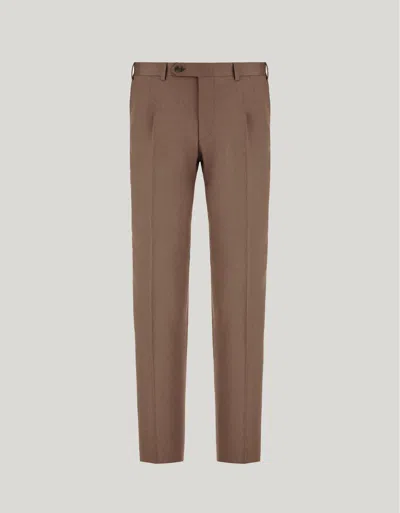 Canali Walnut Stretch Wool Regular-fit Pants In Brown