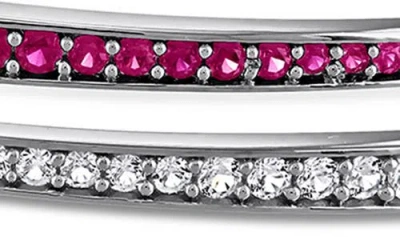 Delmar Sterling Silver Lab Created Ruby & White Sapphire Bypass Bangle In Red