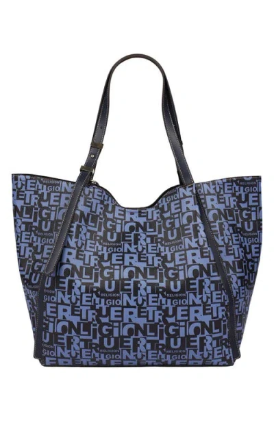 True Religion Multi Patch Graphic Tote In Navy