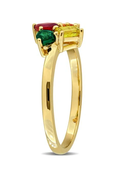 Delmar Multi-shaped Sapphire Cluster Ring In Multicolor