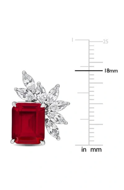 Delmar Created Ruby Sterling Silver Stud Earrings In Red