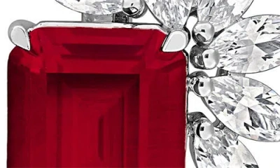 Delmar Created Ruby Sterling Silver Stud Earrings In Red