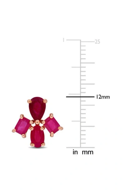 Delmar Ruby Floral Stud Earrings In Ruby