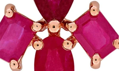 Delmar Ruby Floral Stud Earrings In Ruby