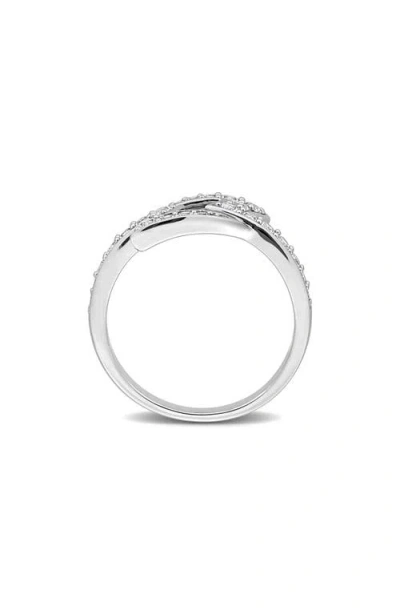 Delmar Sterling Silver Created White Sapphire Lightning Bolt Ring In Silver