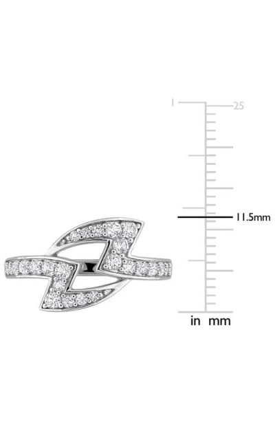 Delmar Sterling Silver Created White Sapphire Lightning Bolt Ring In Silver