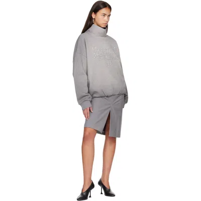 Acne Studios Brushed Cotton Fleece Funnel Neck Logo Sweatshirt With Balloon Hem In Gray