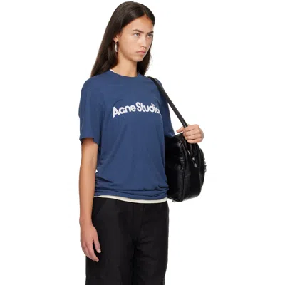 Acne Studios Navy Graphic T-shirt In Blue