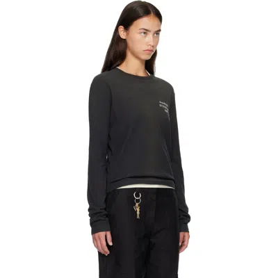 Acne Studios Black Distressed Logo Long Sleeve T-shirt In Black