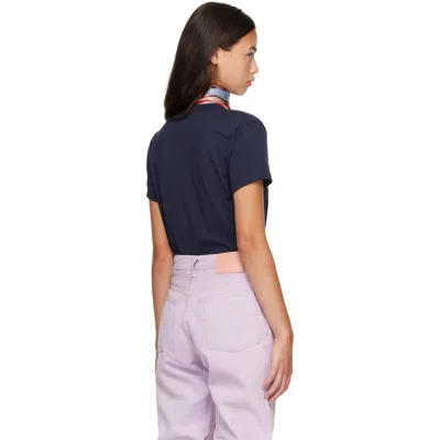 Acne Studios Navy Crest Logo T-shirt In Blue