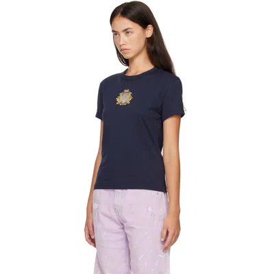 Acne Studios Navy Crest Logo T-shirt In Blue