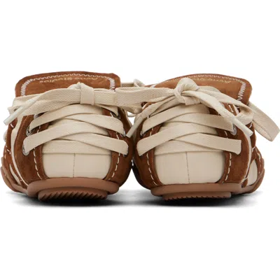 Acne Studios Bilaria Lace-up Suede And Leather Ballet Flats In Dz2 Off White/brown