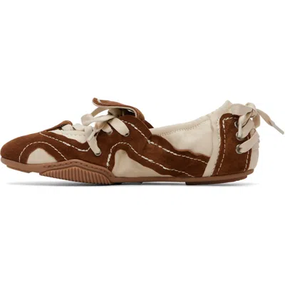 Acne Studios Bilaria Lace-up Suede And Leather Ballet Flats In Dz2 Off White/brown