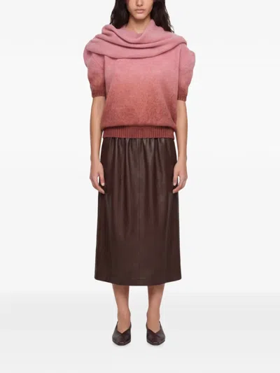Rowen Rose Gradient-effect Draped-neck Sweater In Pink