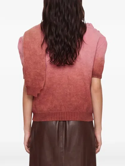 Rowen Rose Gradient-effect Draped-neck Sweater In Pink