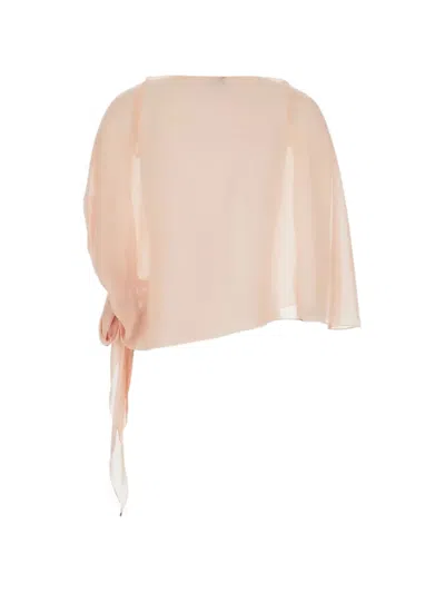 Plain Sheer Side-tie Shawl In Neutral