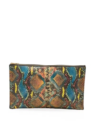 Pre-owned Stella Mccartney Faux Python Clutch Bag In Grey