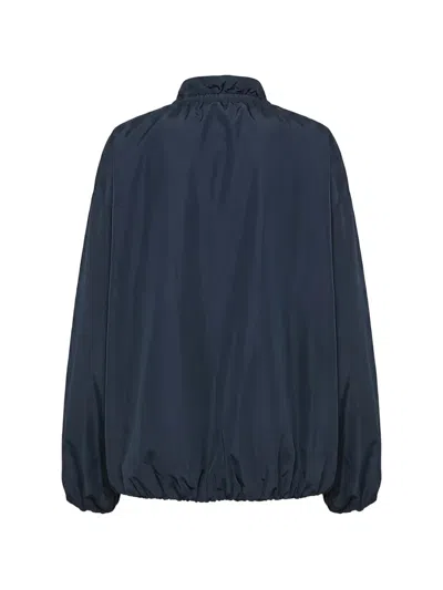 S Max Mara Drawstring-neck Elasticated-hem Jacket In Blue