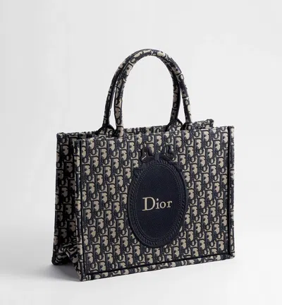 Dior Medium  Book Tote With Strap In Blue