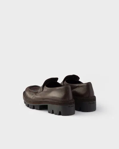 Prada Leather Loafers In Brown