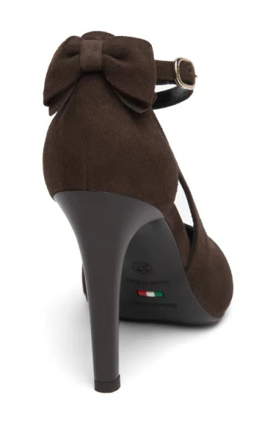 Nerogiardini Bow Ankle Strap Pump In Brown
