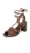 Michael Kors Lawson Leather Lace-up Sandals In Nutmeg