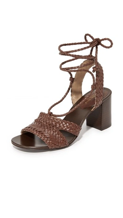 Michael Kors Lawson Leather Lace-up Sandals In Nutmeg
