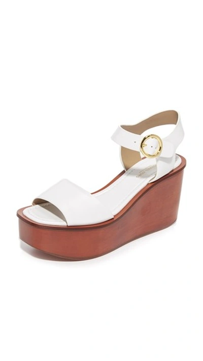 Shop Michael Kors Collection Bridgette Flatform Sandals In Optic White