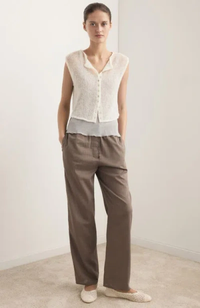 Mango Open Knit Sweater In White