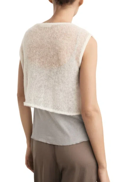 Mango Open Knit Sweater In White