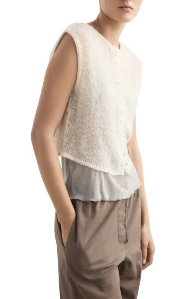 Mango Open Knit Sweater In White