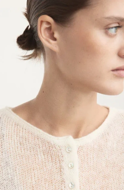 Mango Open Knit Sweater In White