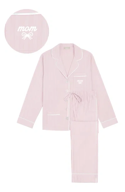 Kip. Kip Luxe Stretch Cotton Striped Short Set In Pink