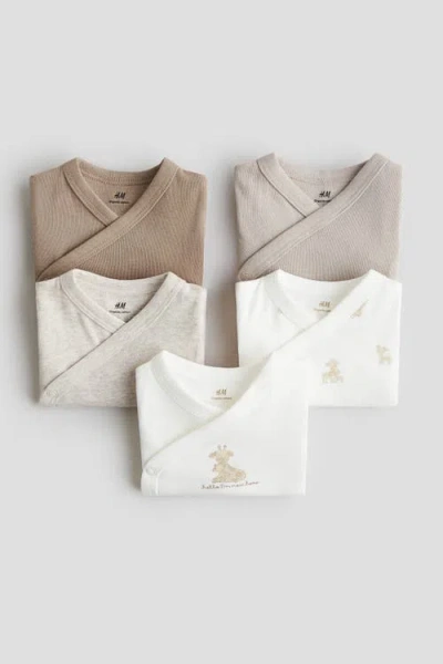 H&m 5-pack Wrapover Bodysuits In Multi