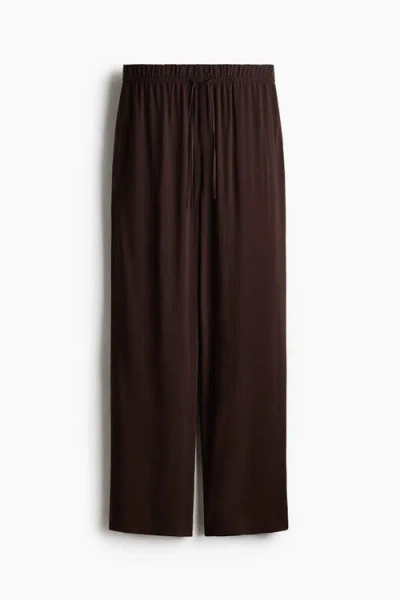 H&m Wide Pull-on Trousers In Brown