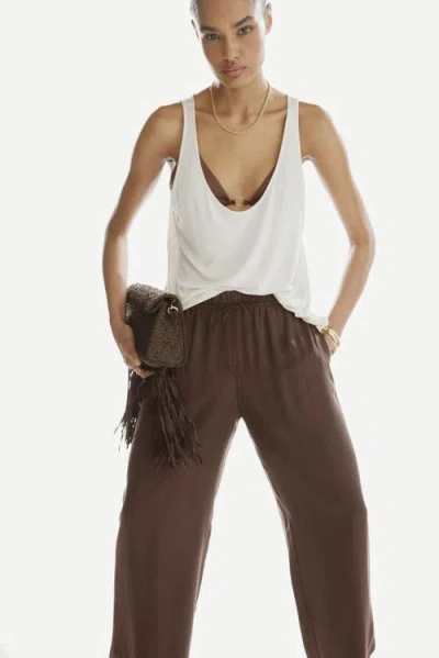 H&m Wide Pull-on Trousers In Brown